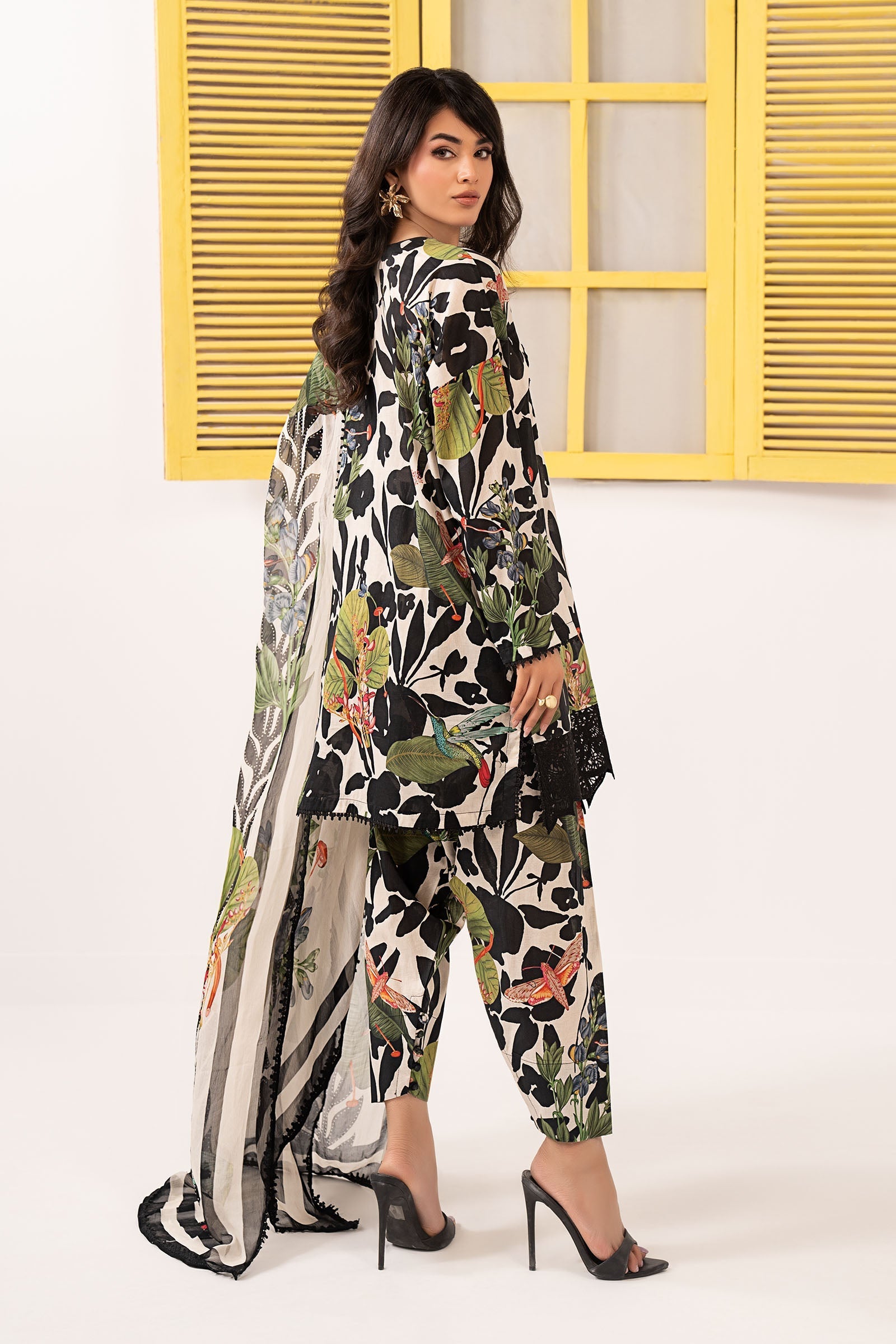 Printed Black and White Lawn Suit |Ready to Wear