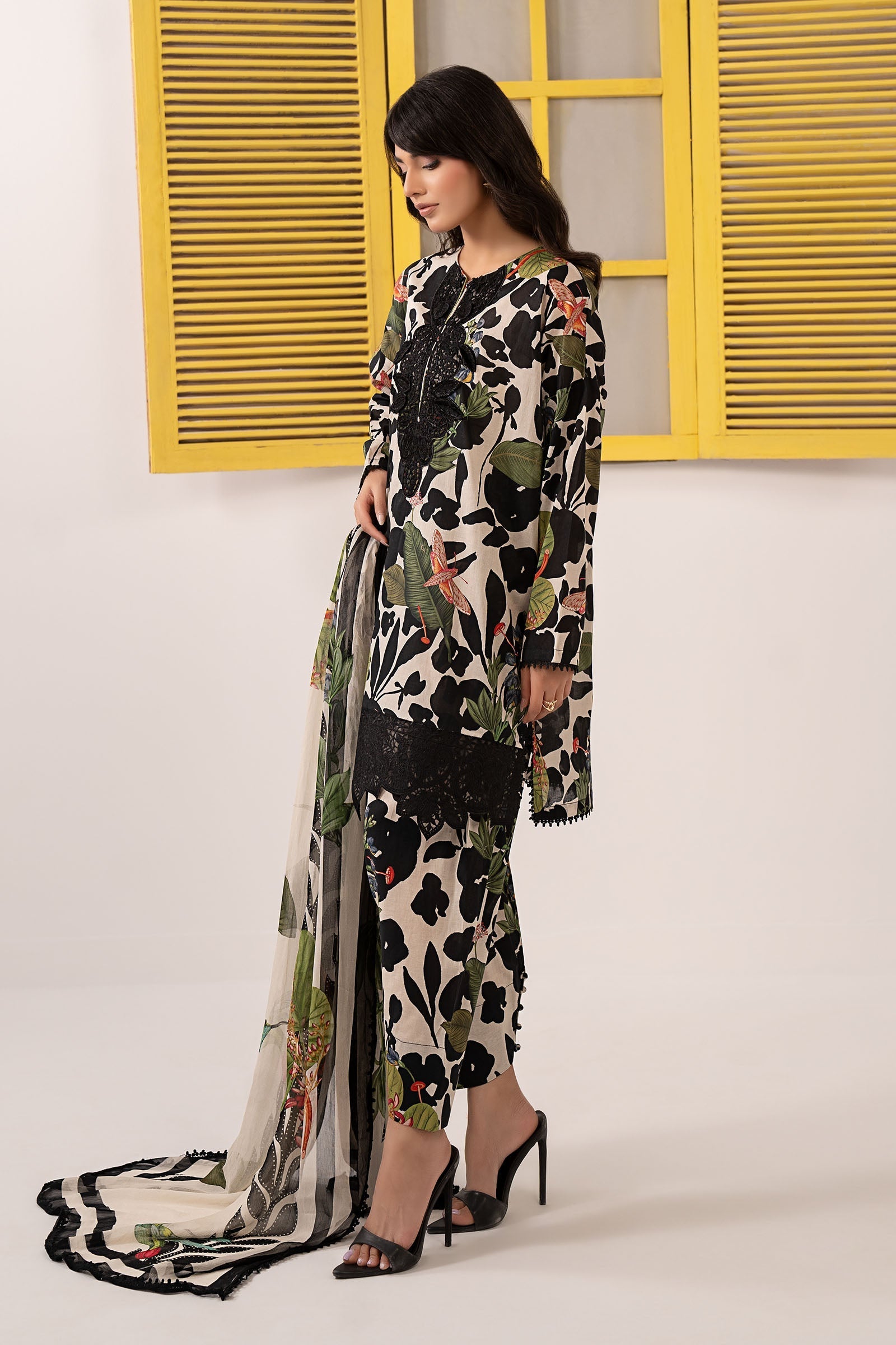 Printed Black and White Lawn Suit |Ready to Wear