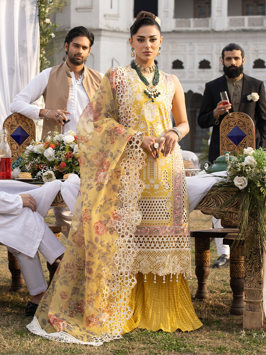 Luxury Yellow Chikankari Embroidered Suit - Wedding Collection