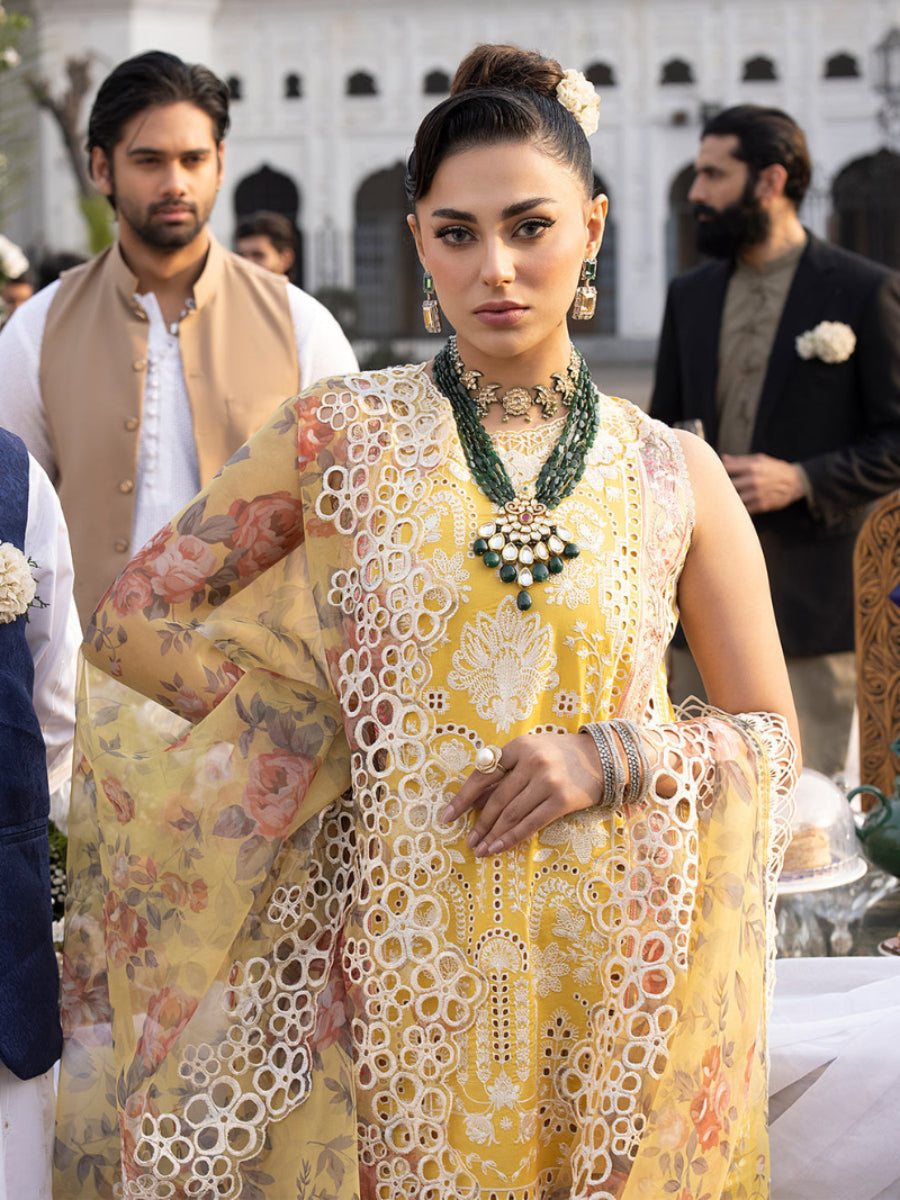Luxury Yellow Chikankari Embroidered Suit - Wedding Collection