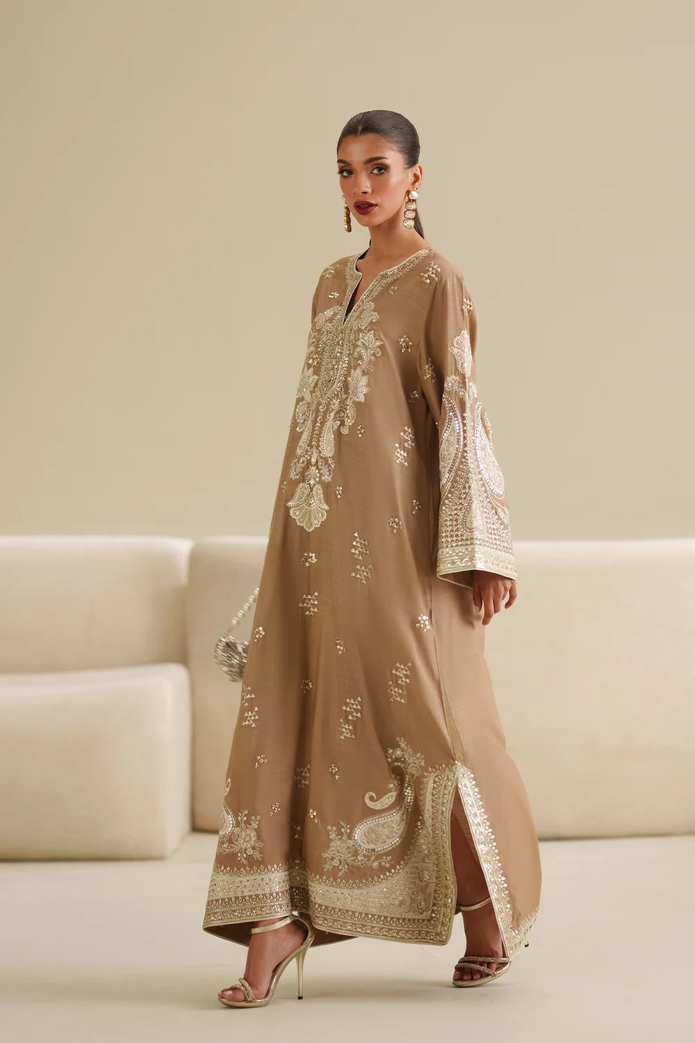 Gold Raw Silk Embroidered Suit | Ready to Wear