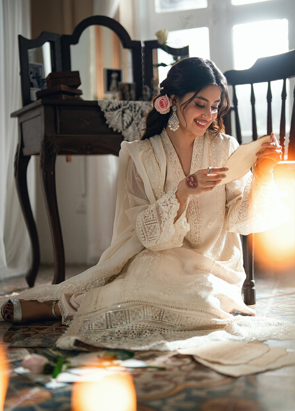 Ivory Embroidered Chiffon Suit | Ready to Wear