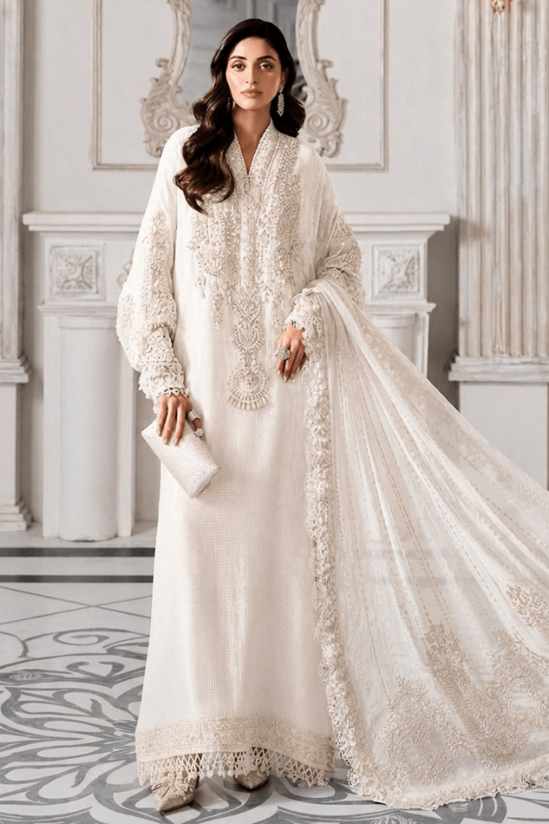 Ivory Sequence Embroidered Chiffon Adda Work Festive Suit | RTW