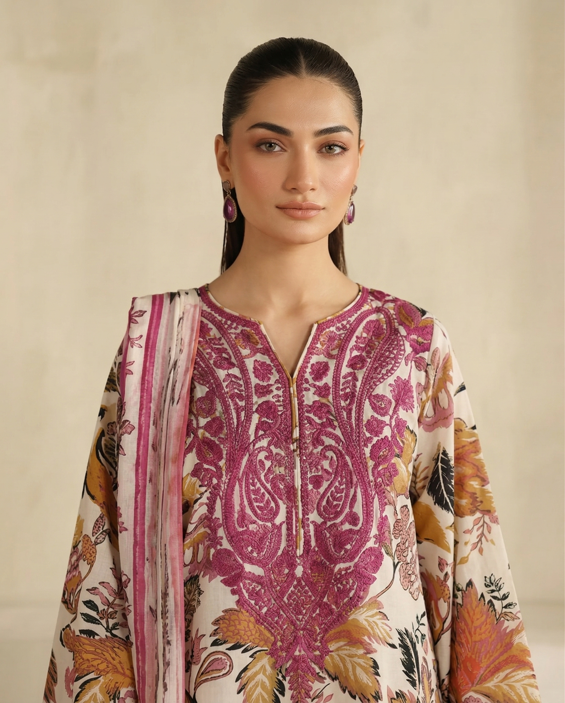 03-Piece Printed Lawn Suit - Ready To Wear