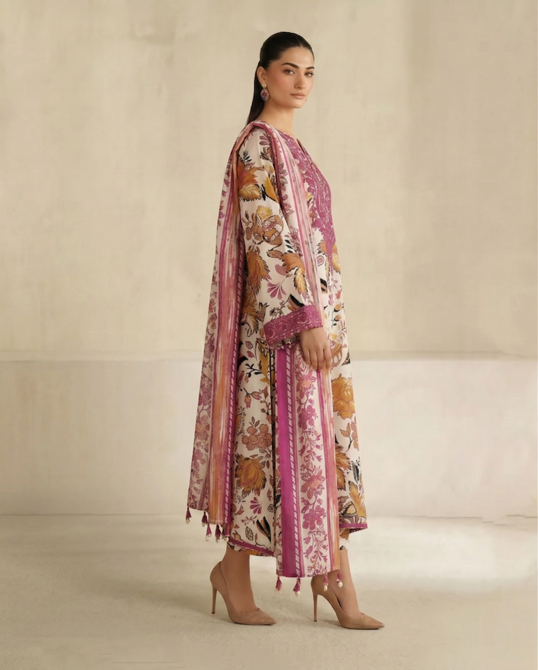 03-Piece Printed Lawn Suit - Ready To Wear