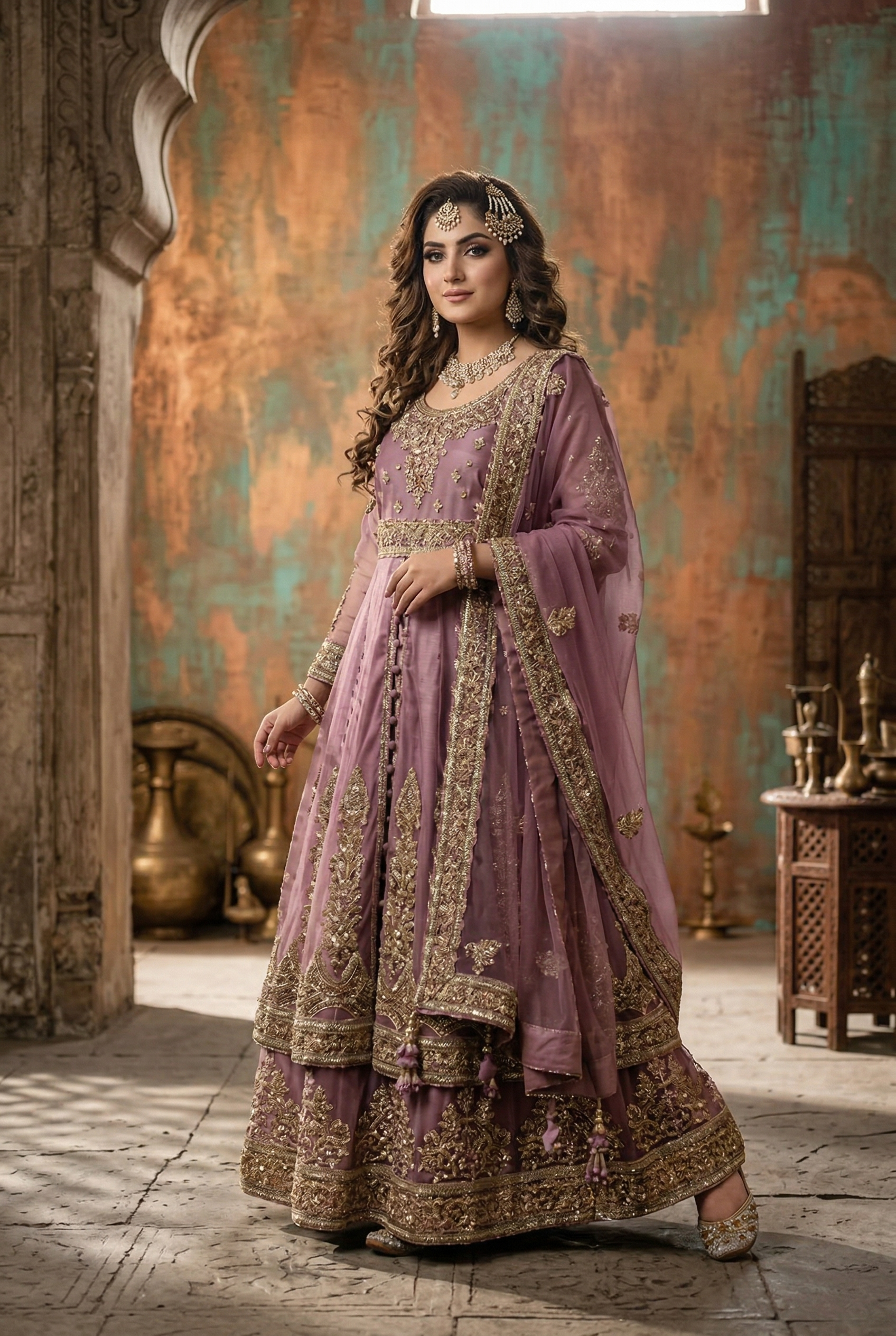 Net Maxi With Glitter Sequin Embroidery - Ready To Wear