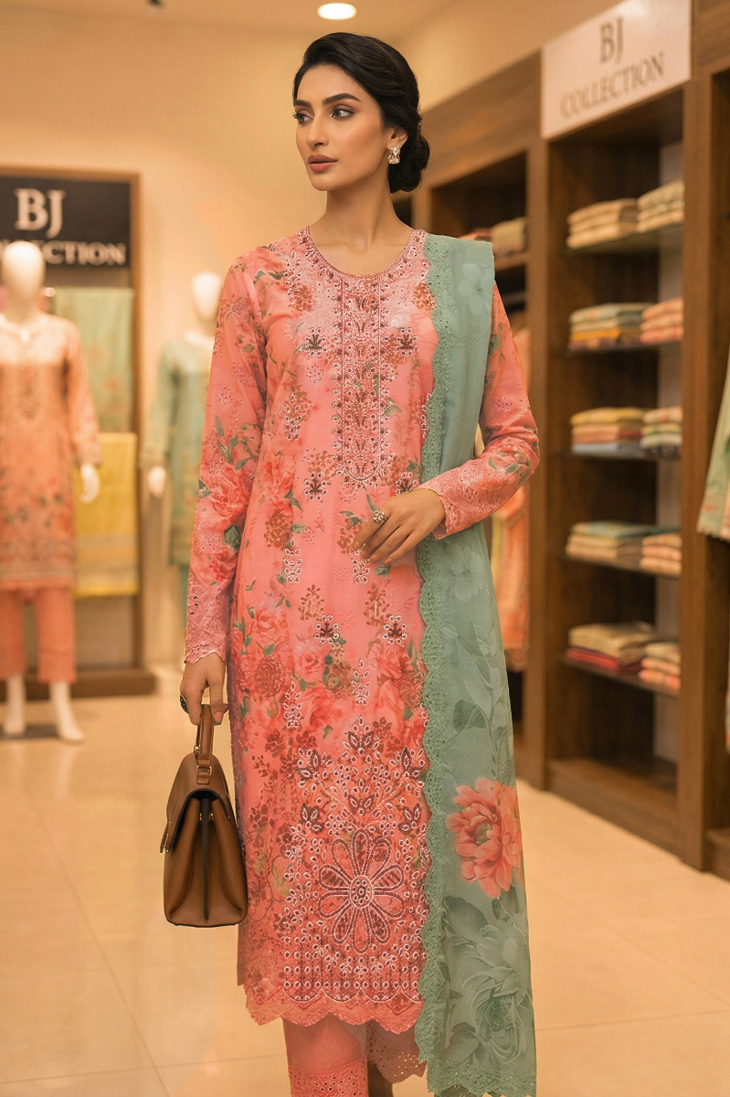 03-Piece Printed Lawn Suit - Ready To Wear