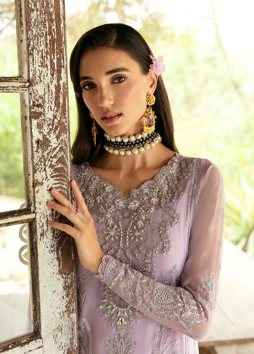 Lilac Sequence Embroidered Semi Pure Chiffon Suit | Ready to Wear