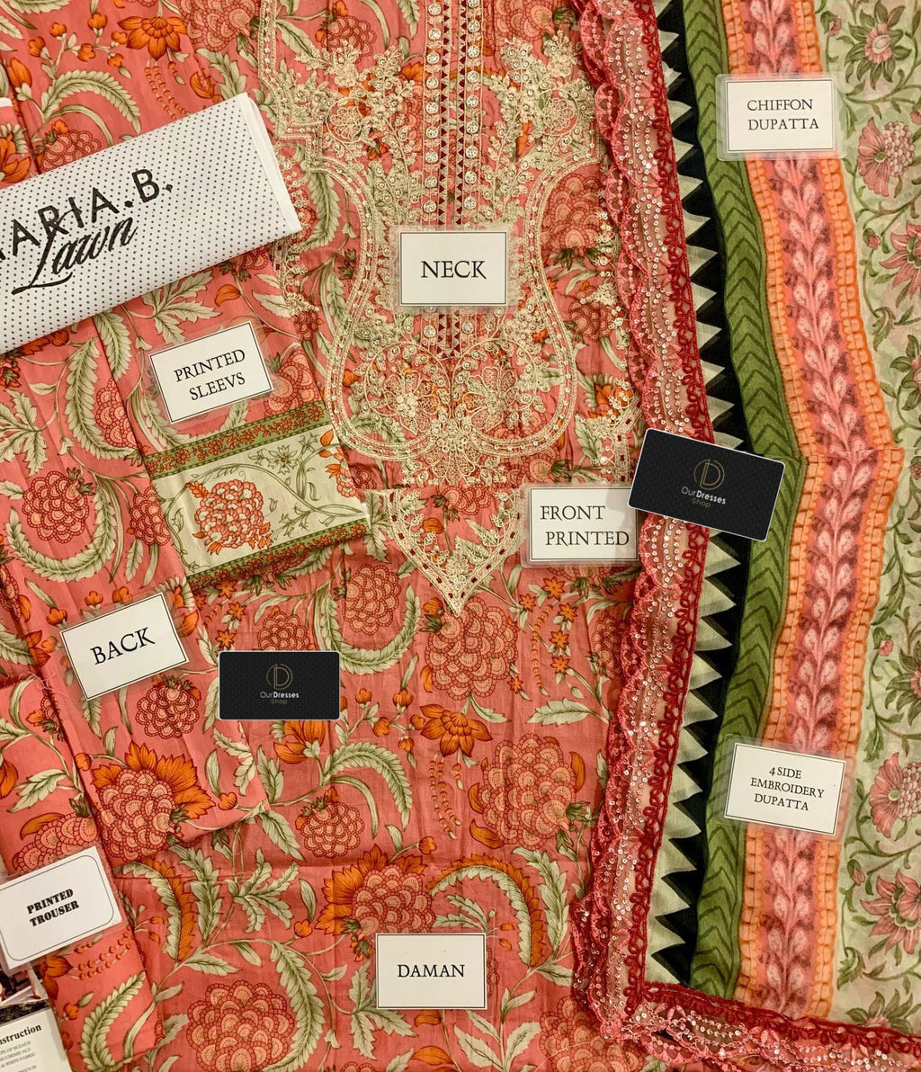3 Piece Stitched Lawn Dress - Ready To Wear