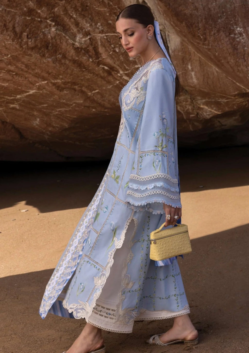 3 Piece Stitched Chikankari Embroidery Dress - Ready To Wear