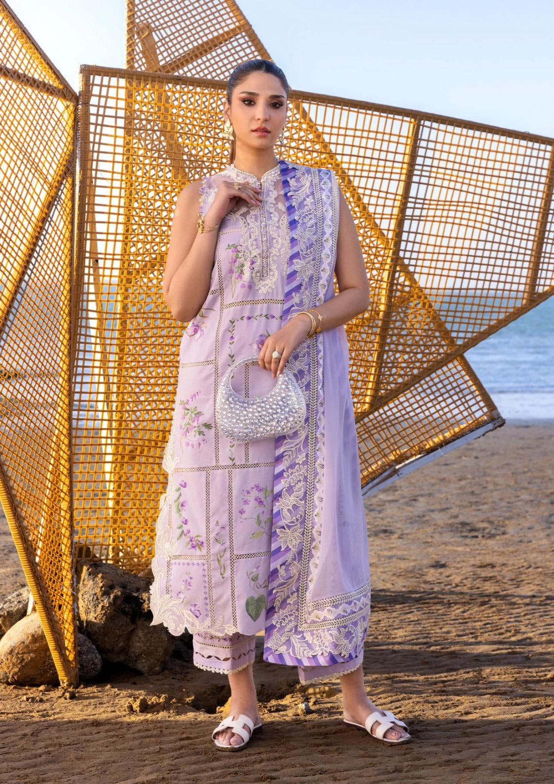 3 Piece Stitched Chikankari Embroidery Dress - Ready To Wear