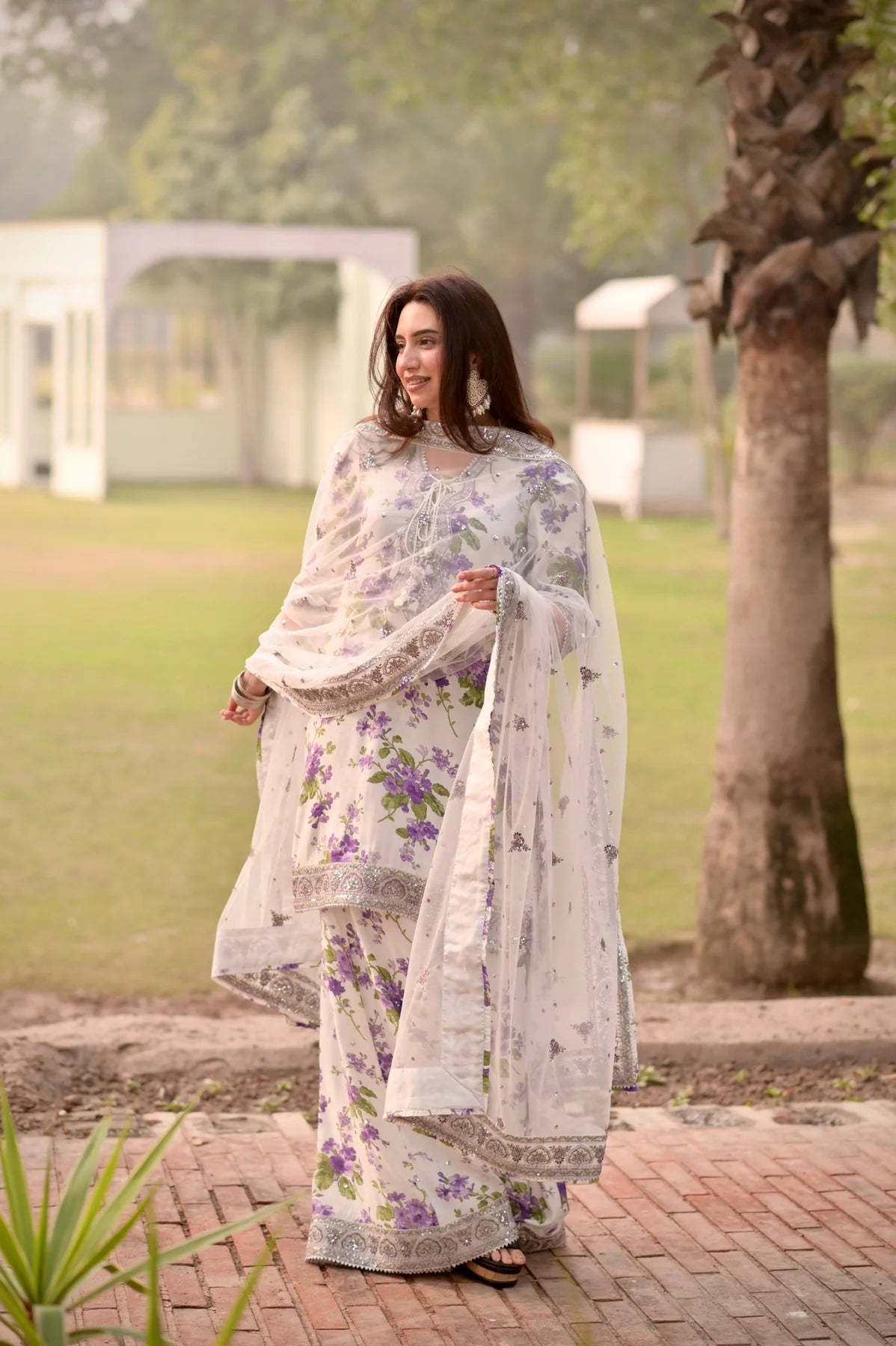 Ivory & Violet Floral - 3 Piece Embroidered Lawn Suit | Ready To Wear