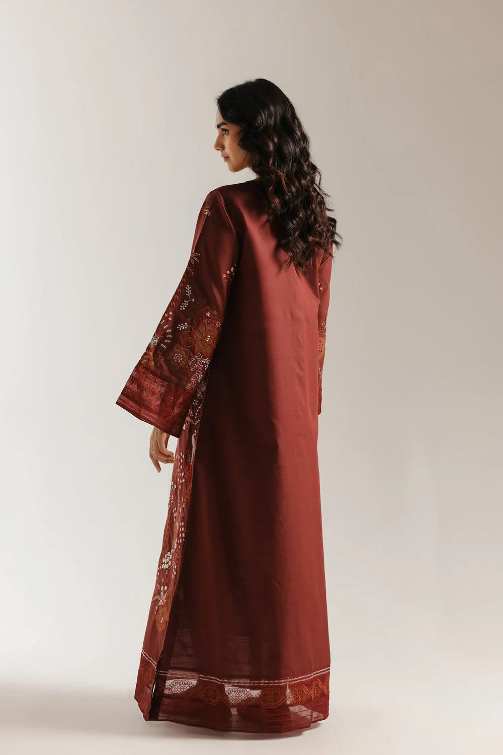 Rich Maroon Shalmoz Silk Ready to Wear 2-Piece Embroidered Suit