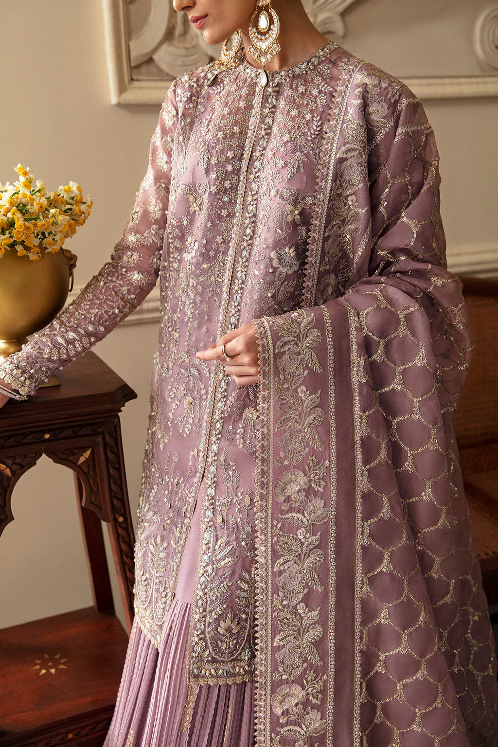 Frosted Lavender - Embroidered Organza Suit | Ready To Wear