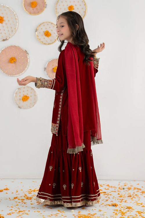 03 Piece Embroidered Chiffon Suit - Ready  To  Wear