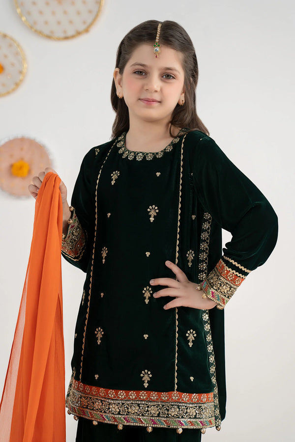 03 Piece  Embroidered Chiffon Suit - Ready  To Wear