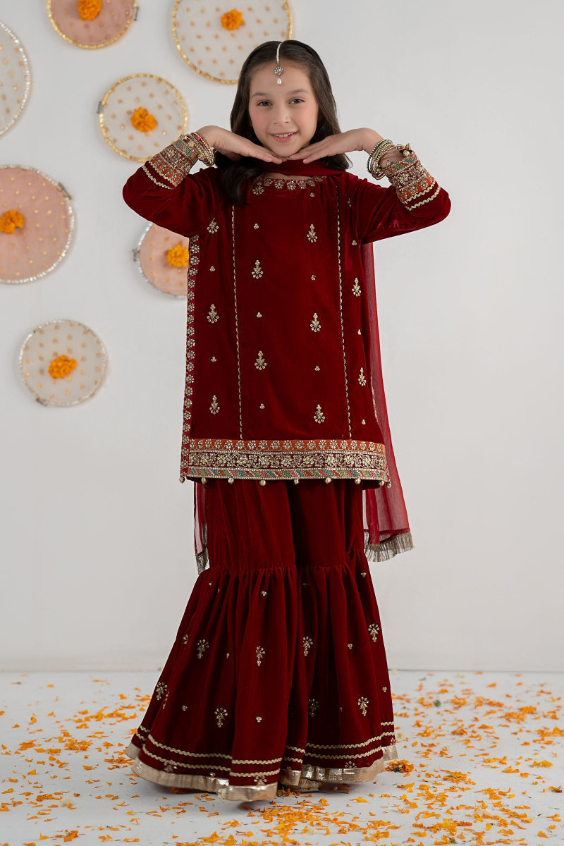 03 Piece Embroidered Chiffon Suit - Ready  To  Wear