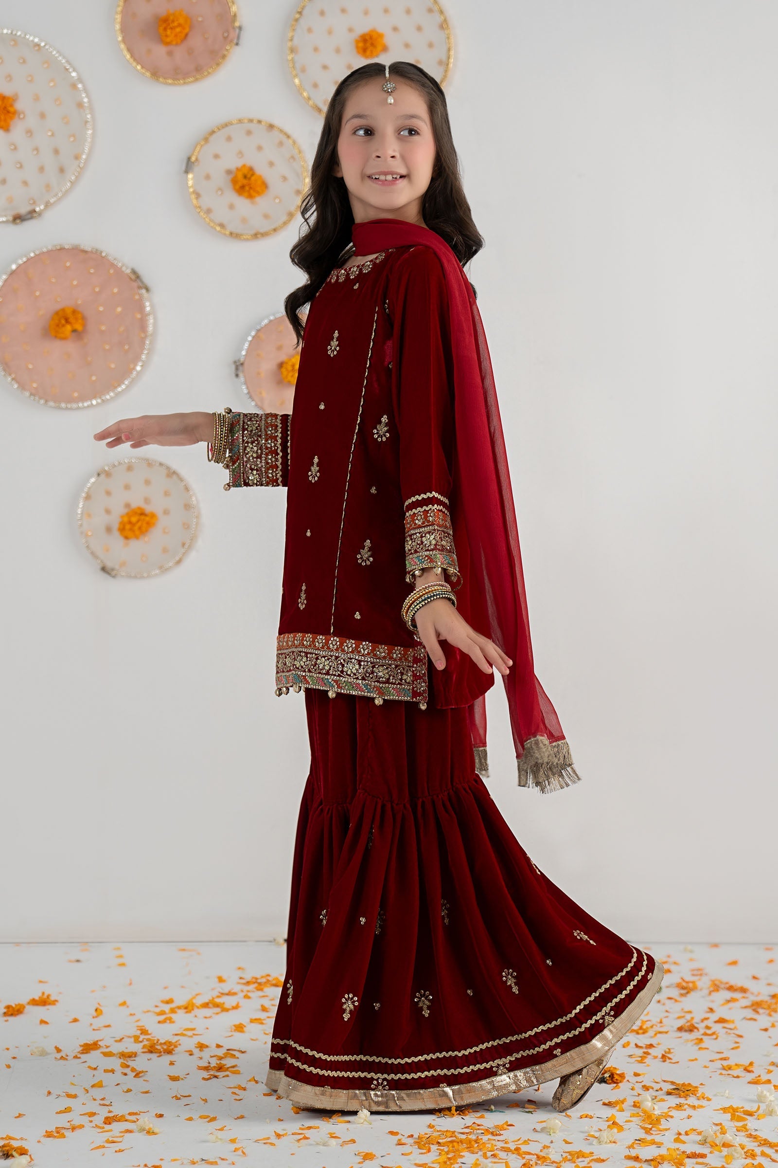 03 Piece Embroidered Chiffon Suit - Ready  To  Wear