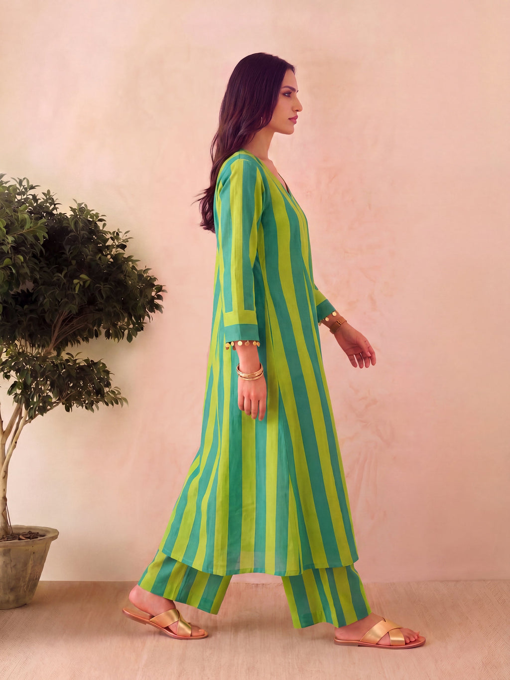 MIA - AQUA LIME KURTA SET