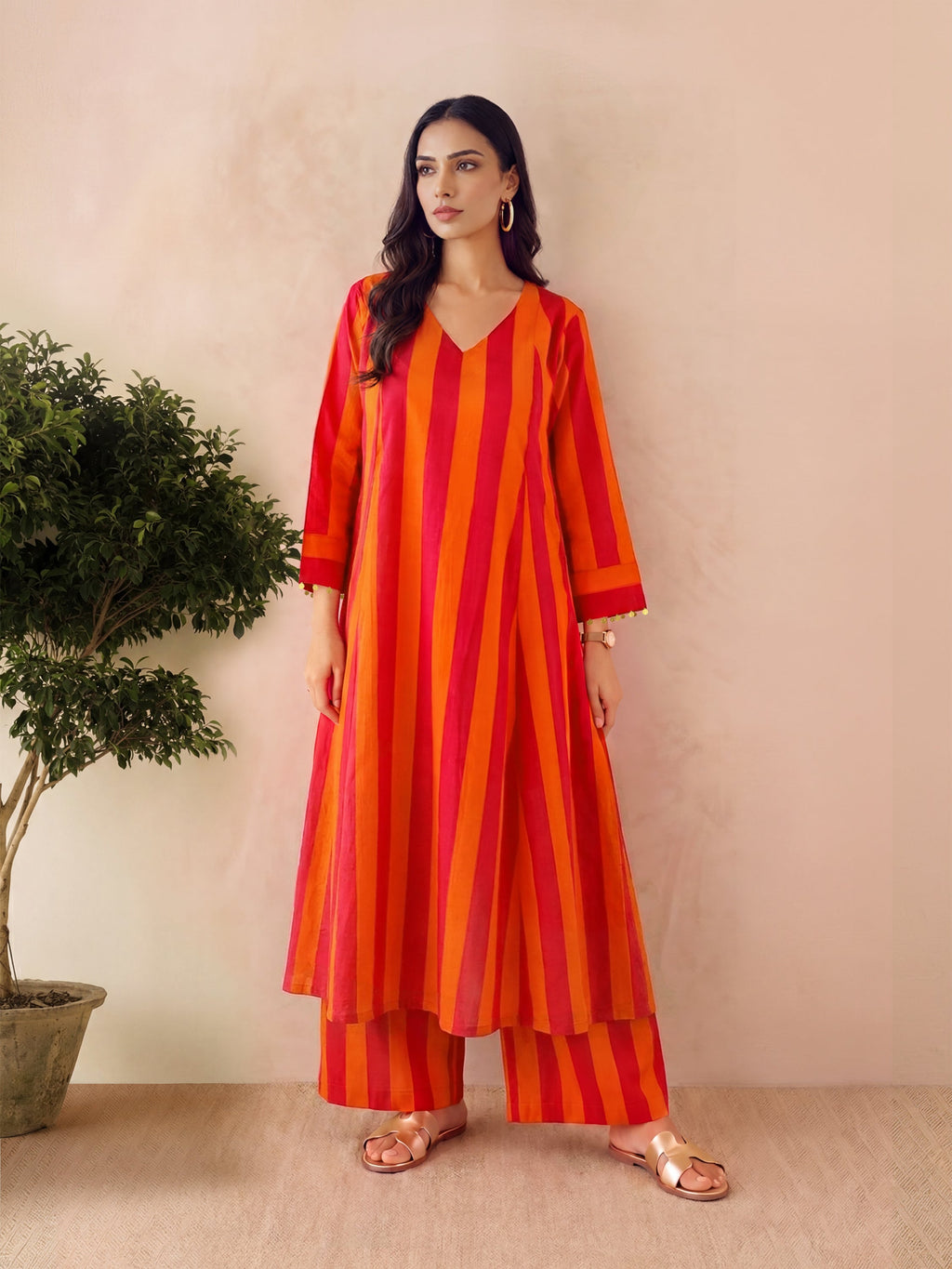MIA - PINK ORANGE KURTA SET