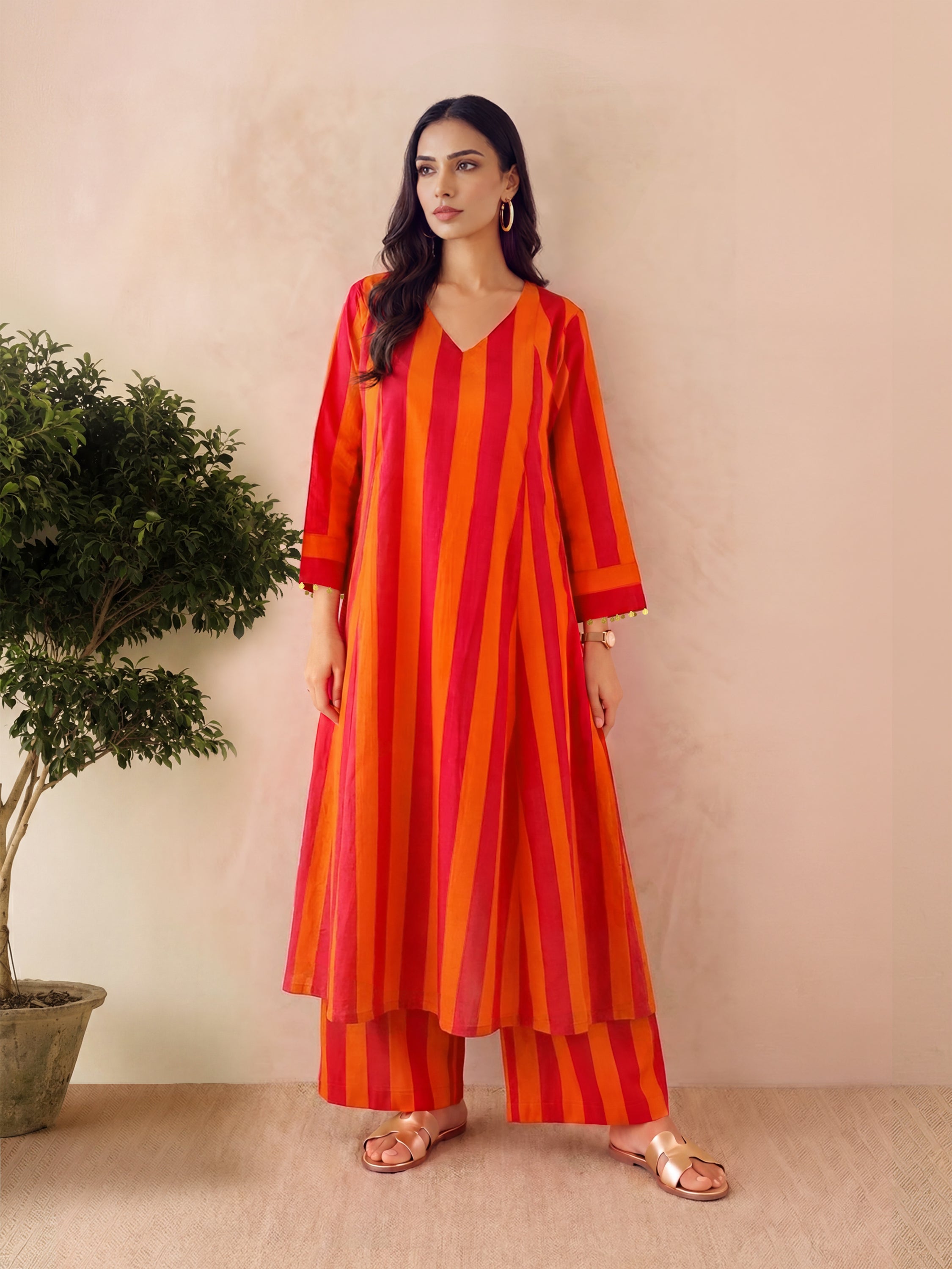 MIA - PINK ORANGE KURTA SET