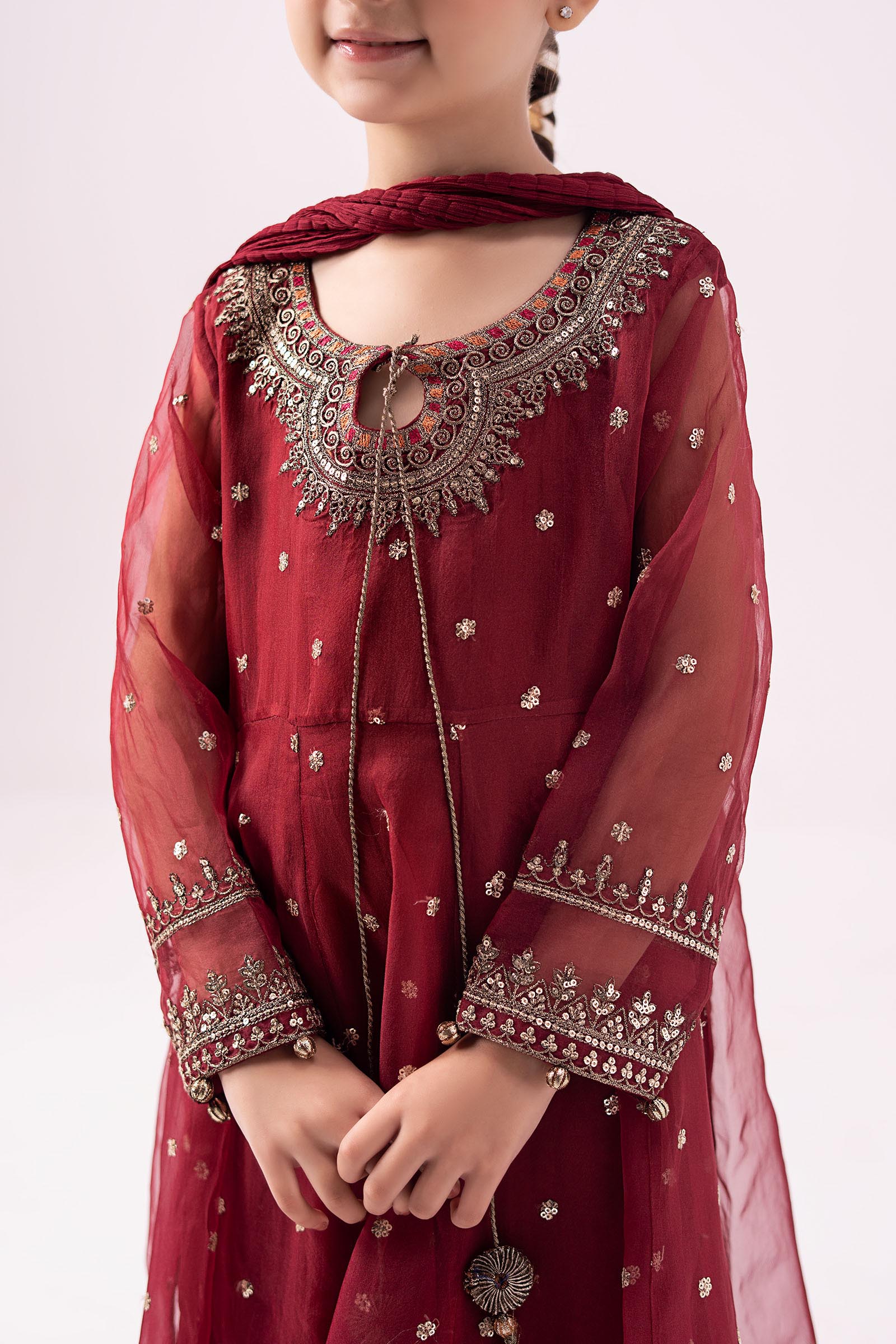 03 Piece Embroidered Chiffon Suit - Ready  To Wear