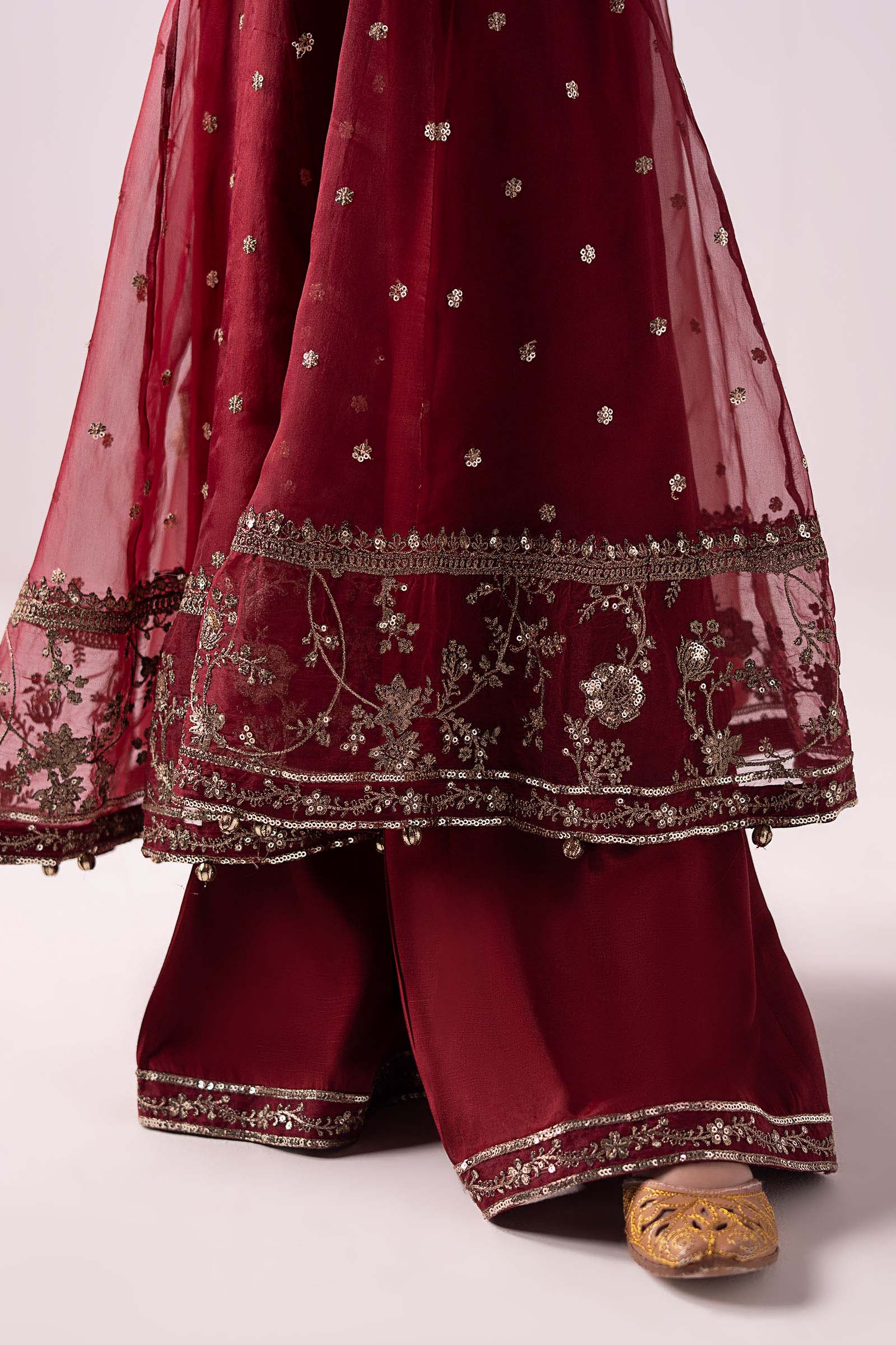 03 Piece Embroidered Chiffon Suit - Ready  To Wear