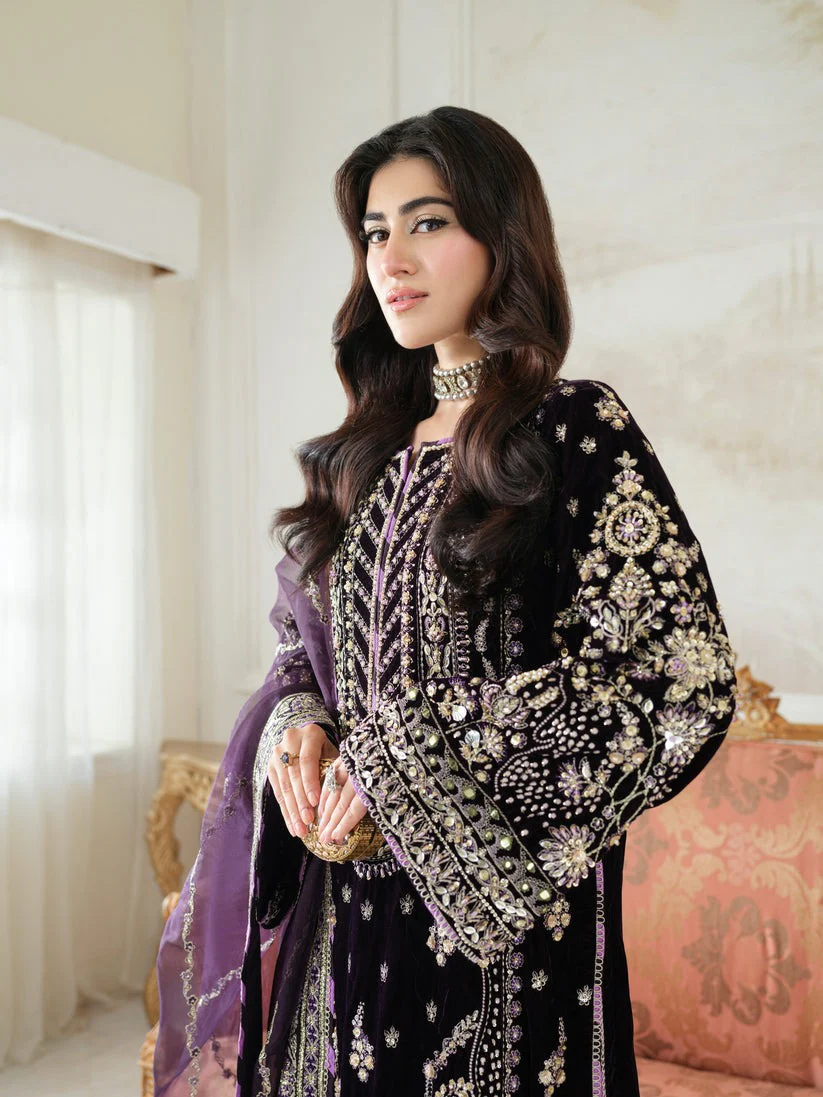 Royal Purple Zari and Sequence Handcrafted Festive Suit | RTW