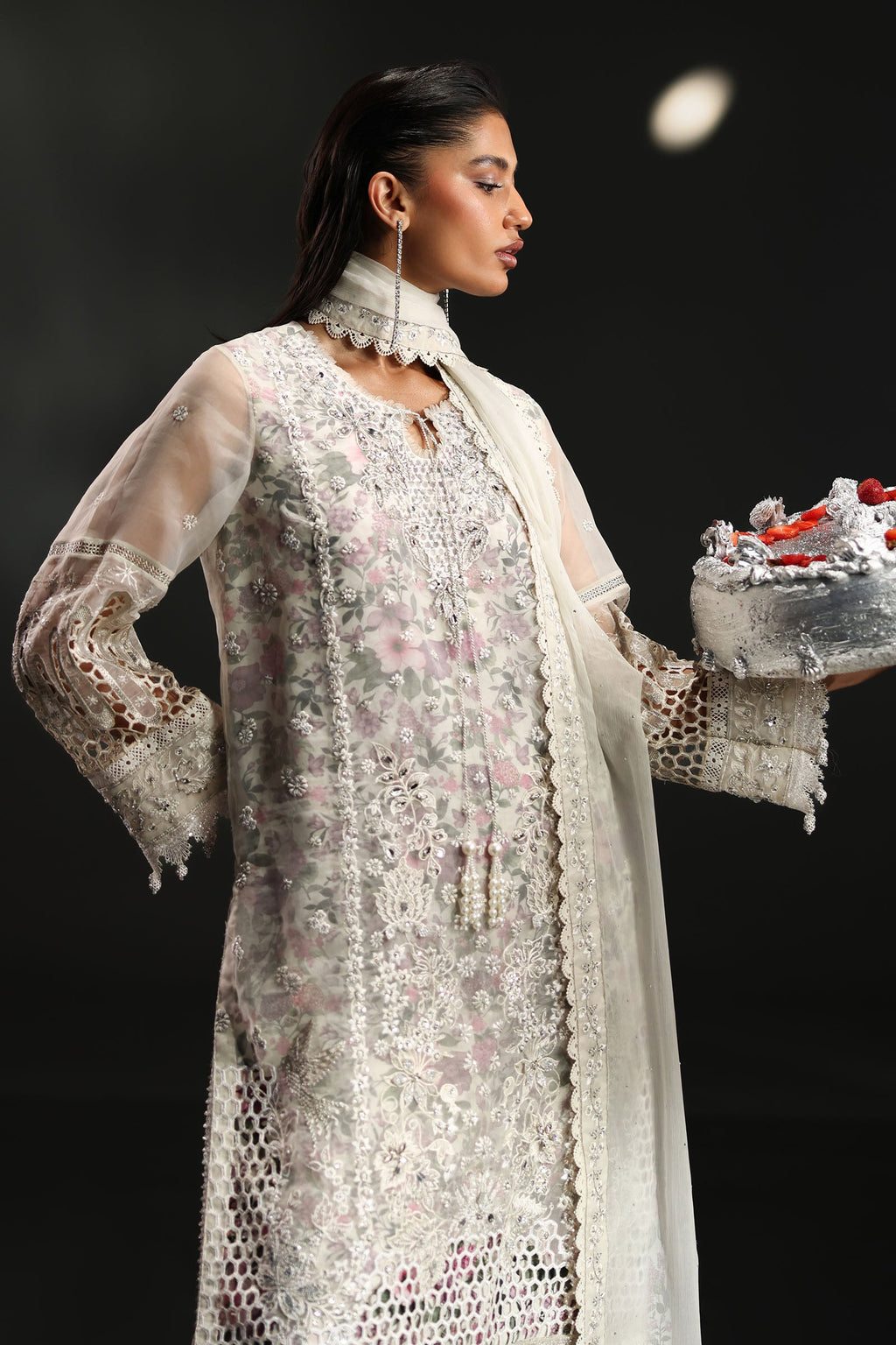 Ethereal Ivory Organza Ready to Wear Sequence Festive Suit