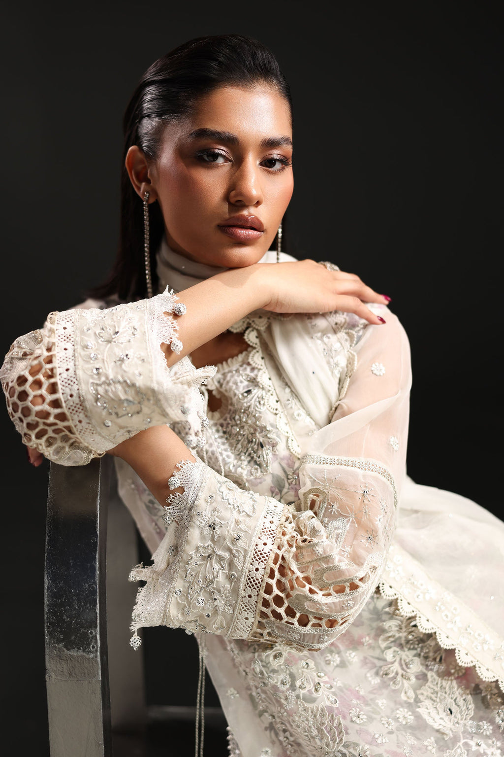 Ethereal Ivory Organza Ready to Wear Sequence Festive Suit