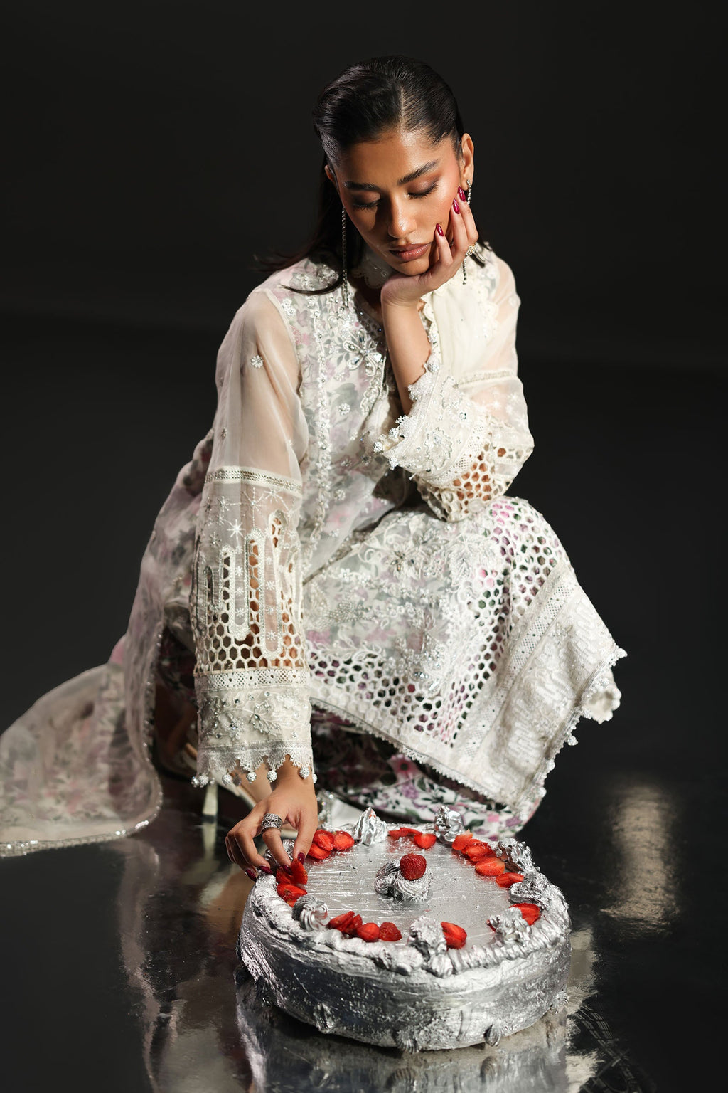 Ethereal Ivory Organza Ready to Wear Sequence Festive Suit