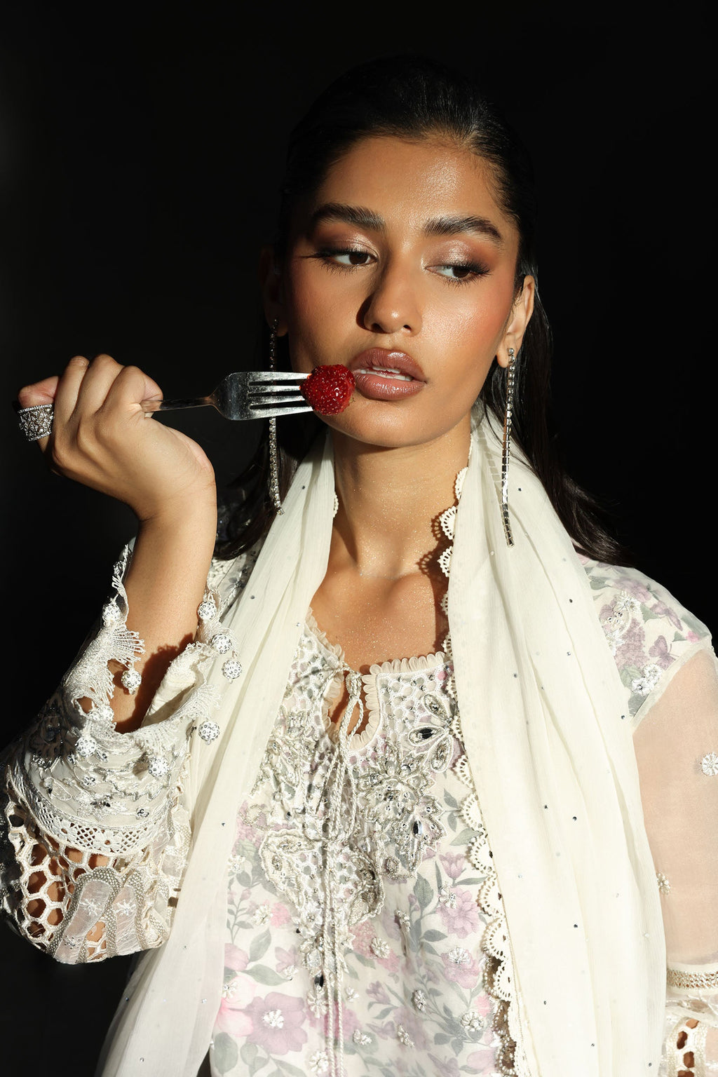 Ethereal Ivory Organza Ready to Wear Sequence Festive Suit