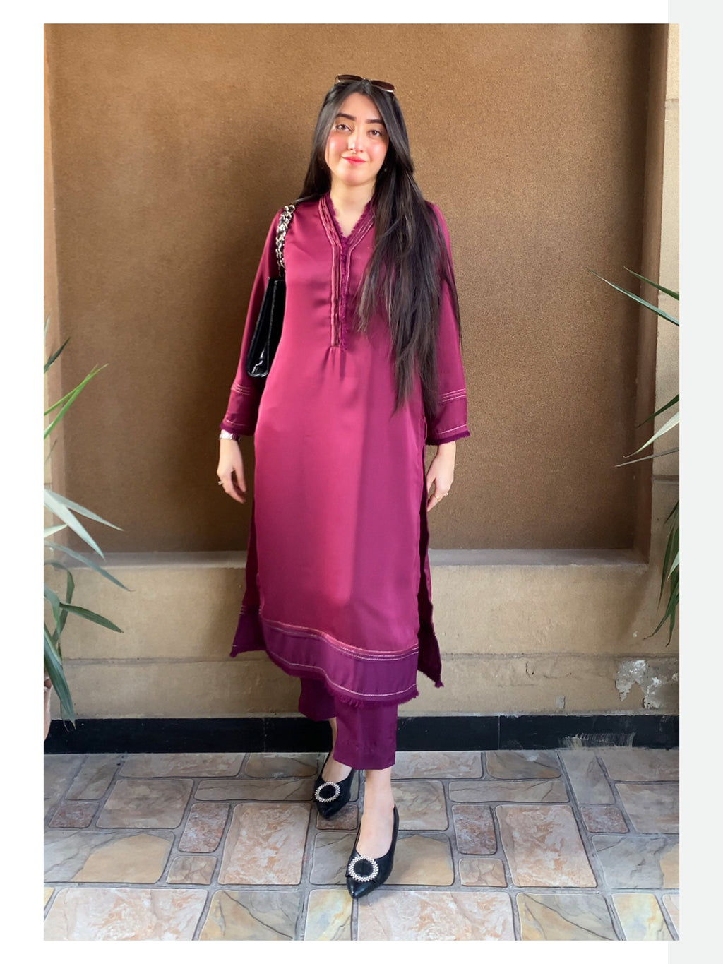 SAJAL - BURGUNDY KURTA SET
