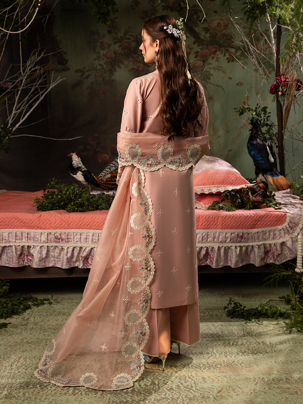 Blush Pink Embroidered Lawn Suit with Khaddi Net Dupatta | Ready to Wear