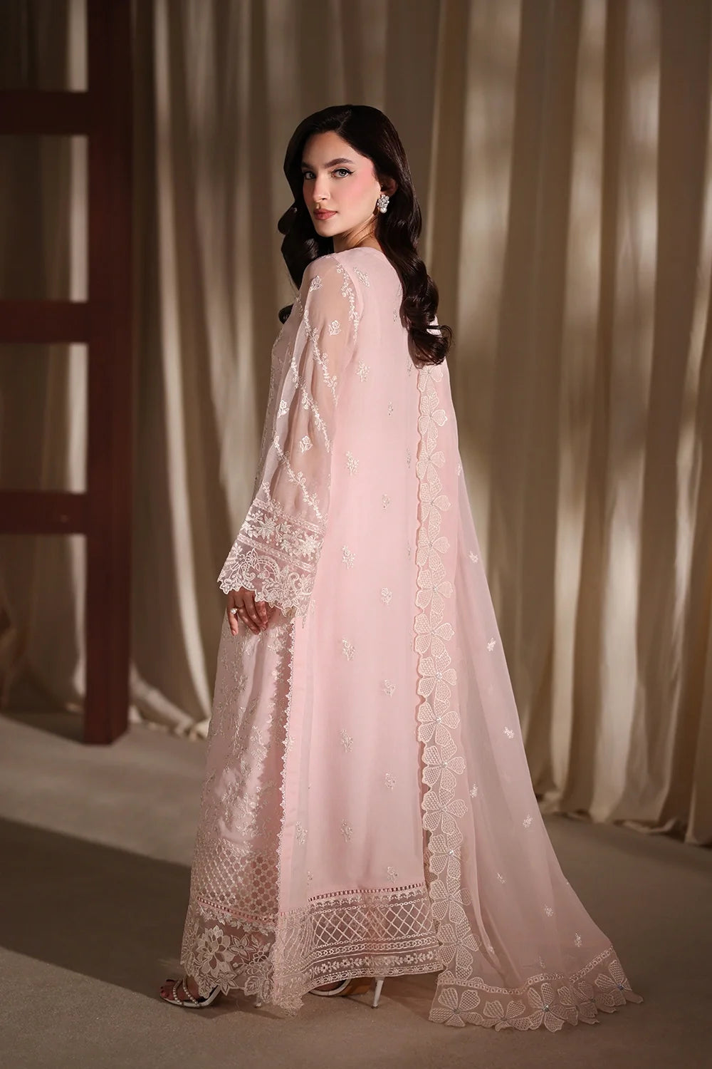 Light Pink Embroidered Chiffon Suit | Ready to Wear