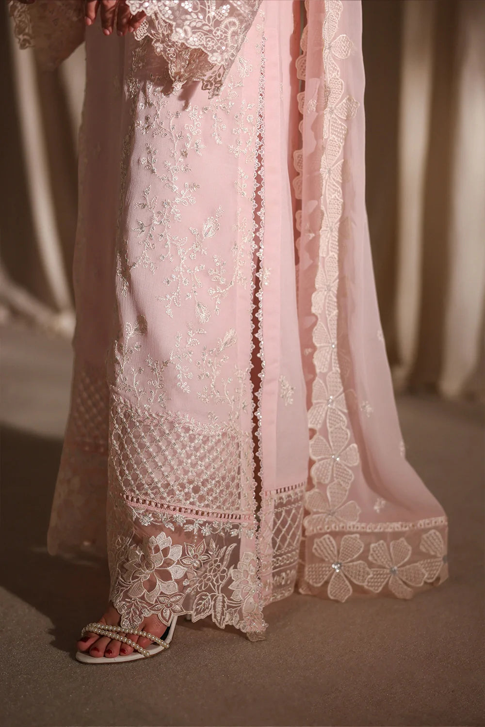 Light Pink Embroidered Chiffon Suit | Ready to Wear