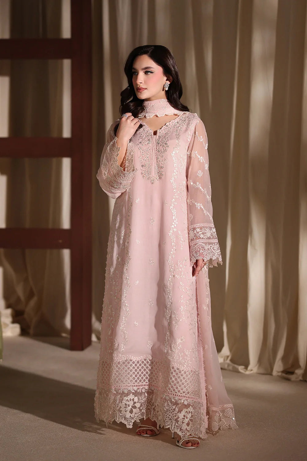 Light Pink Embroidered Chiffon Suit | Ready to Wear