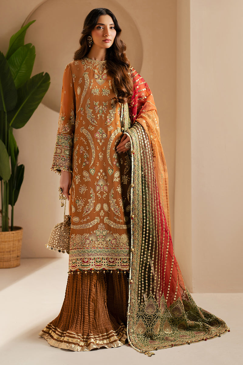 Mustard Embroidered Chiffon Suit | Ready to Wear