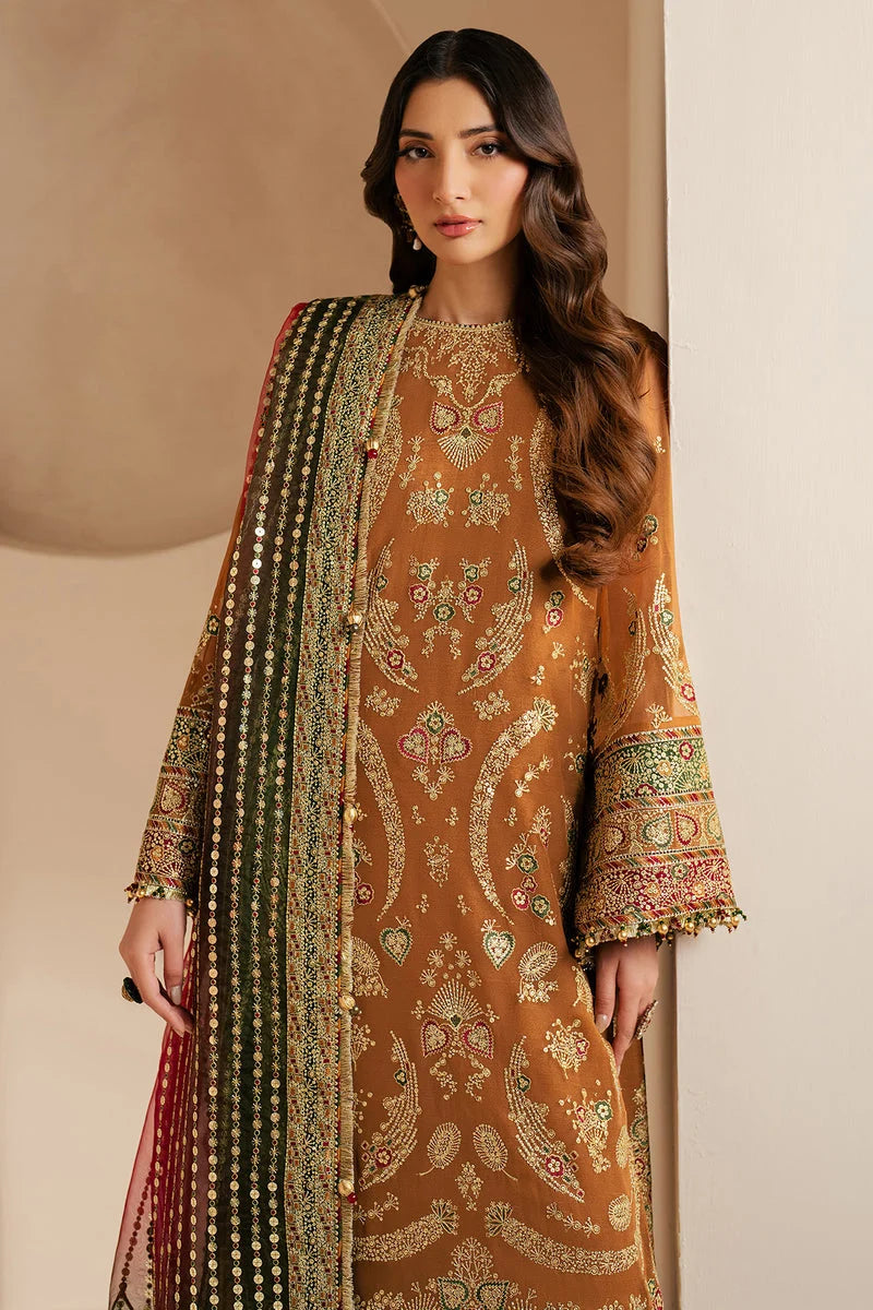 Mustard Embroidered Chiffon Suit | Ready to Wear
