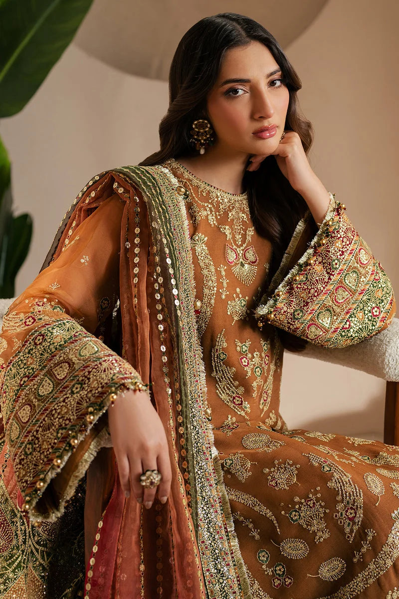 Mustard Embroidered Chiffon Suit | Ready to Wear