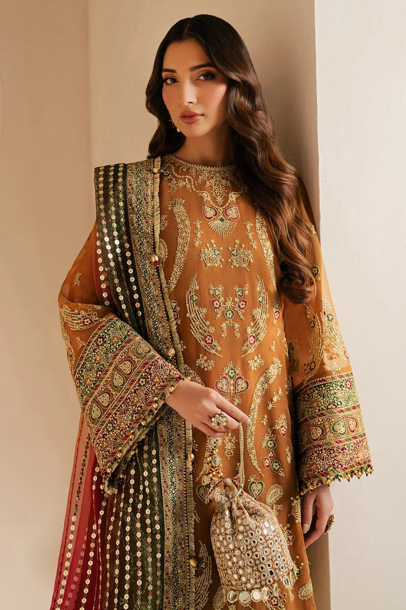 Mustard Embroidered Chiffon Suit | Ready to Wear