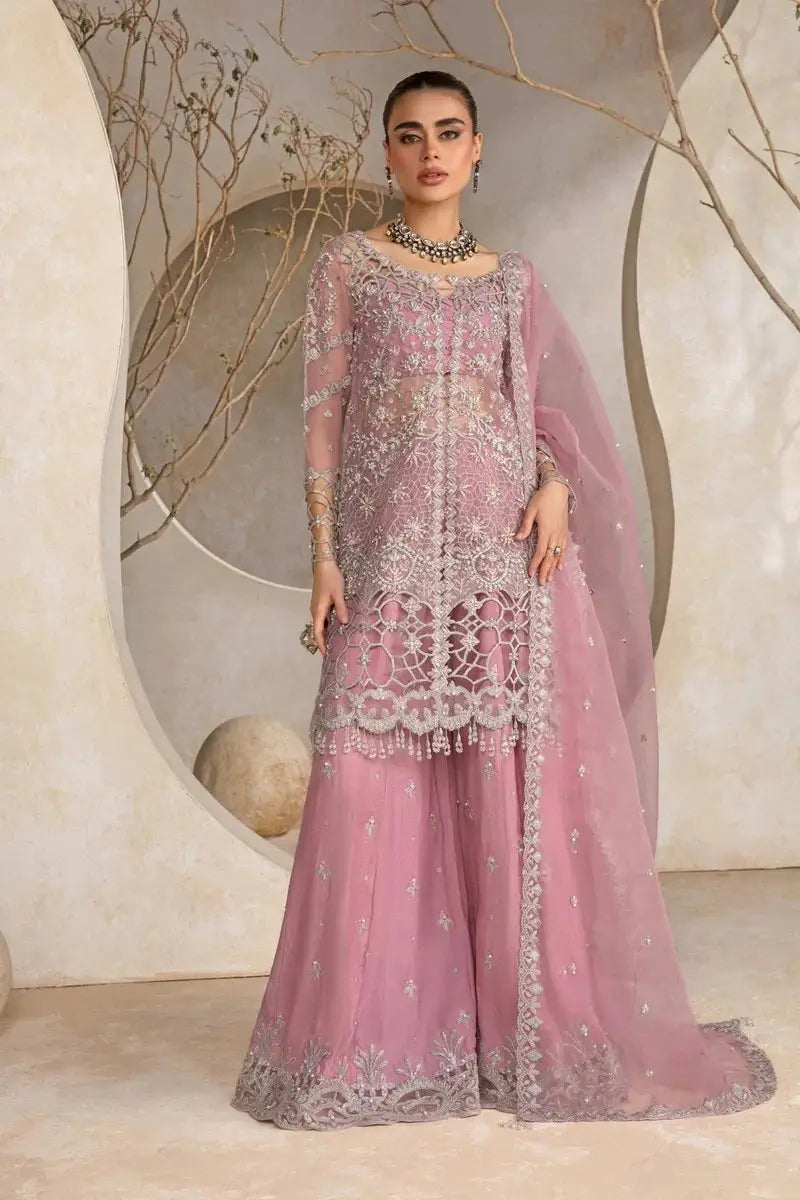 Muted Lilac & Pearl - Embroidered Organza Suit | Ready To Wear