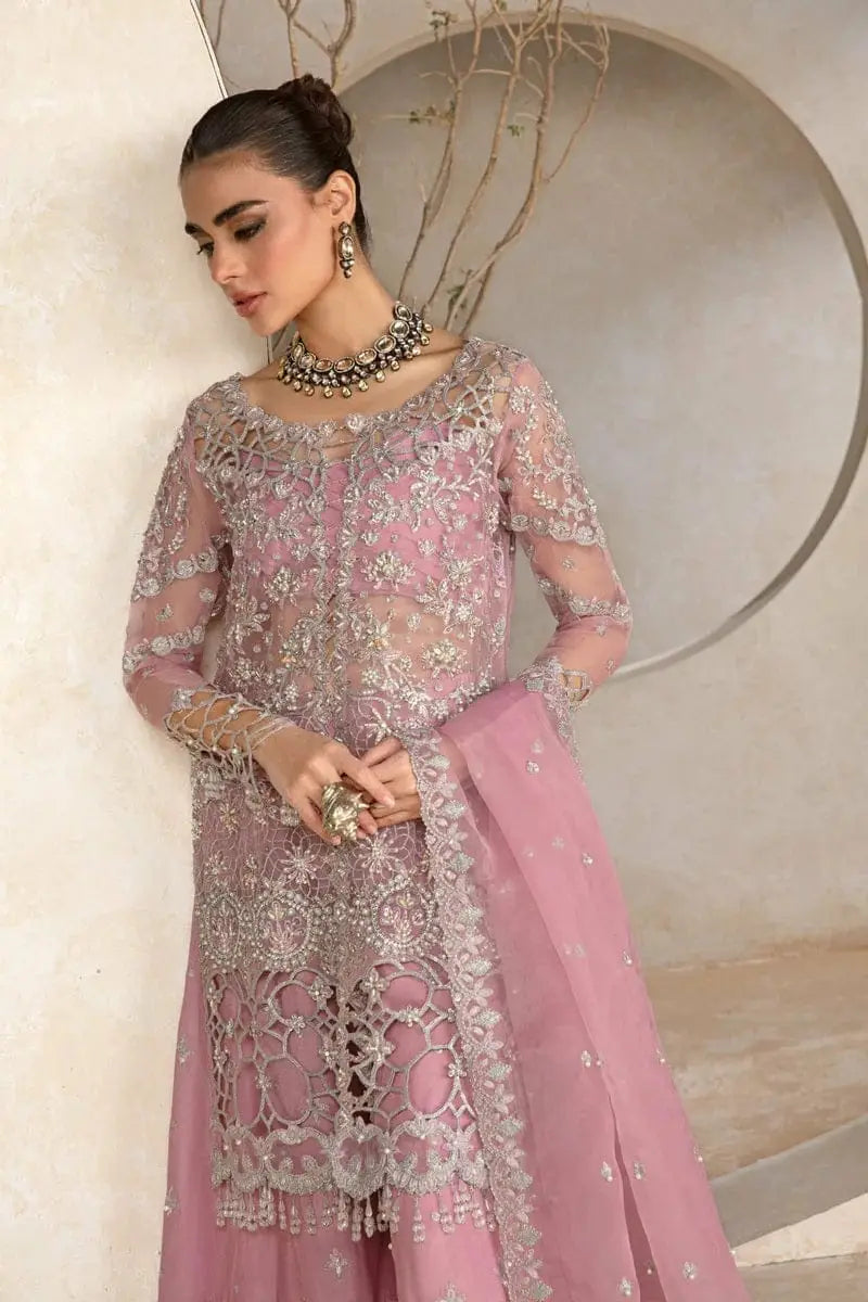 Muted Lilac & Pearl - Embroidered Organza Suit | Ready To Wear