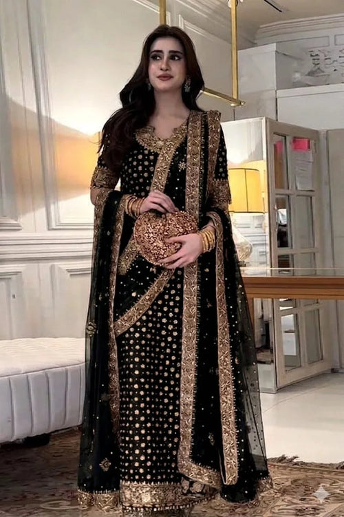 03-Piece Chiffon Suit With Embroidery - Ready To Wear