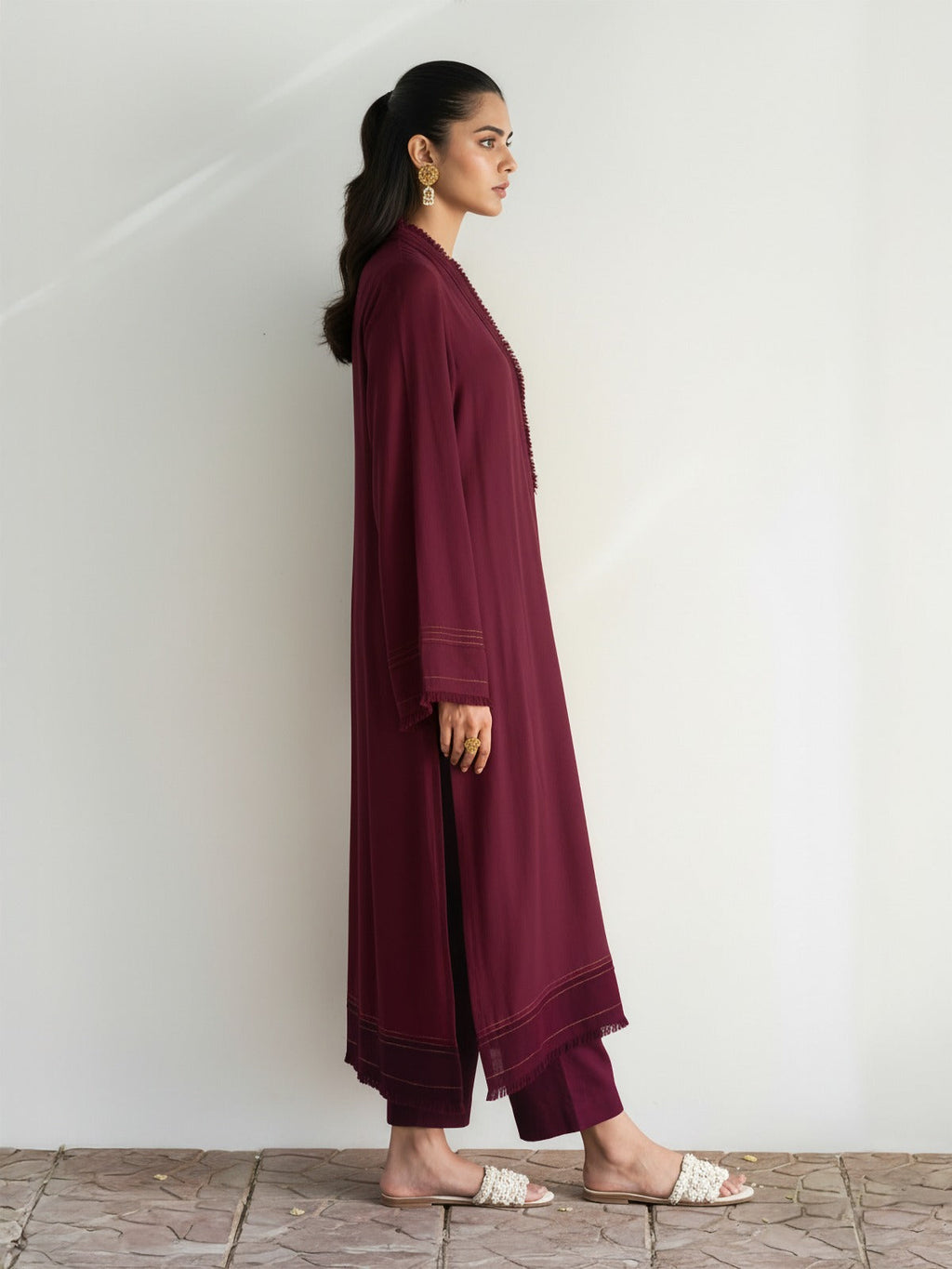 SAJAL - BURGUNDY KURTA SET