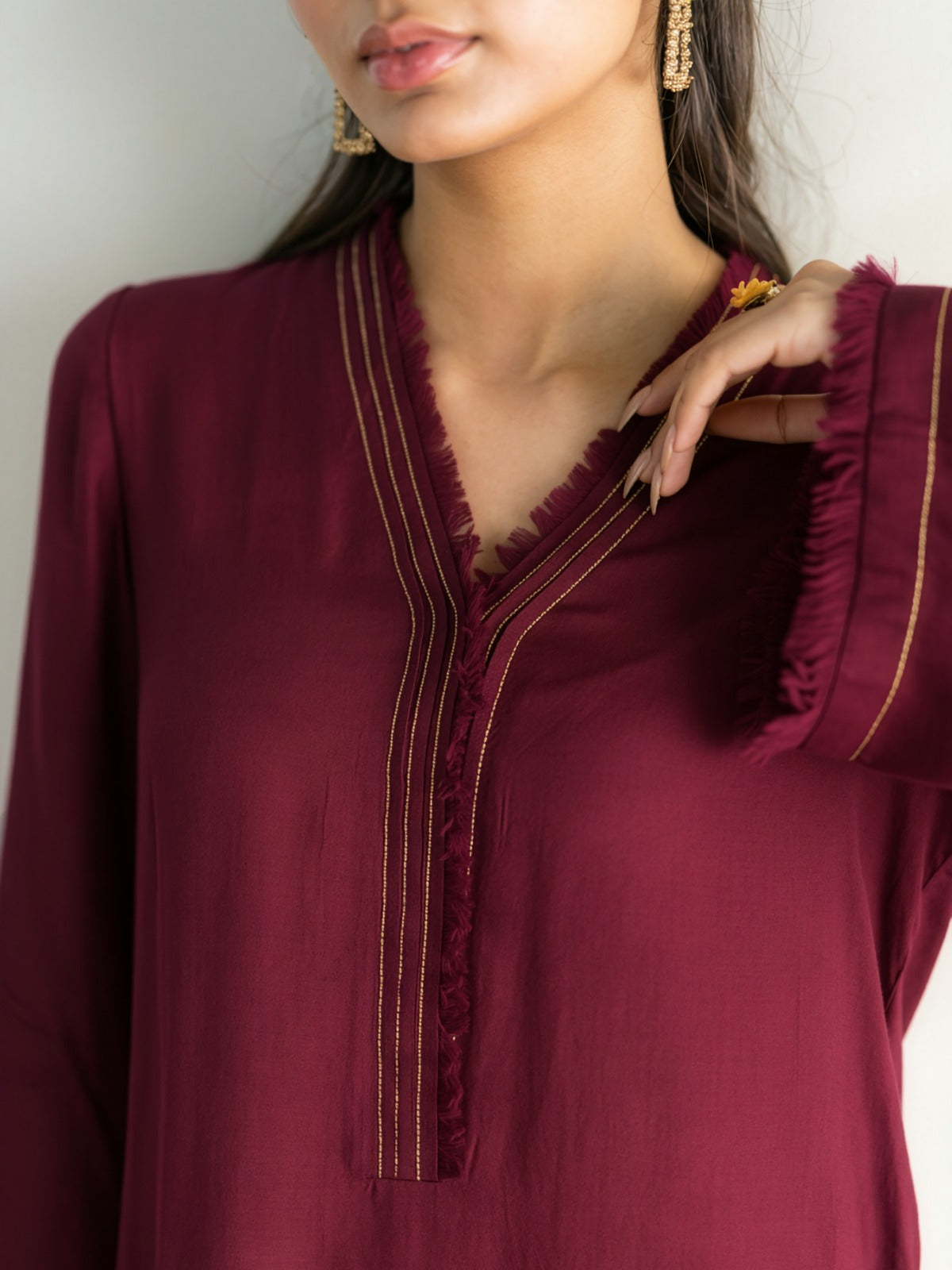 SAJAL - BURGUNDY KURTA SET