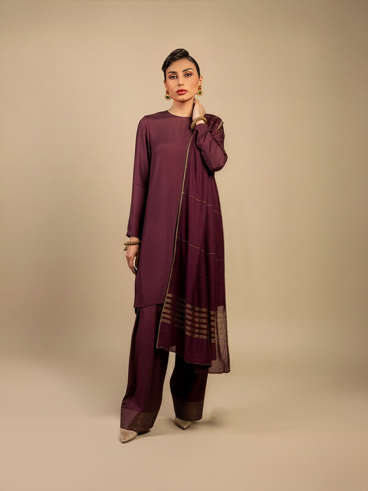 MEESHA - PLUM FARSHI SET