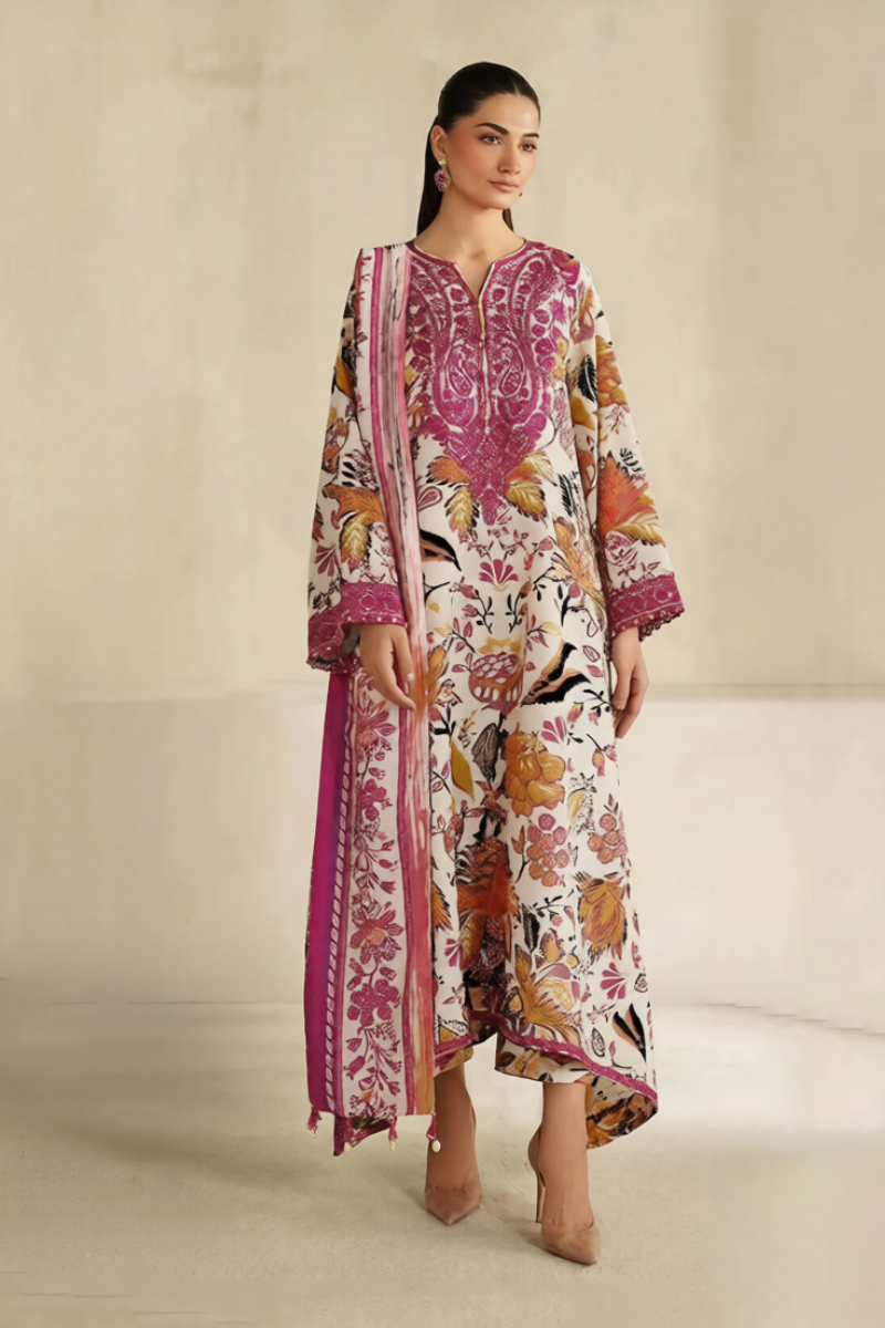03-Piece Printed Lawn Suit - Ready To Wear
