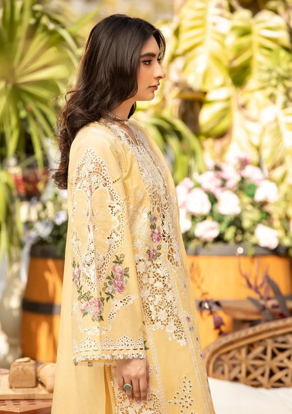 03-Piece Cotton Suit With Embroidery - Ready To Wear