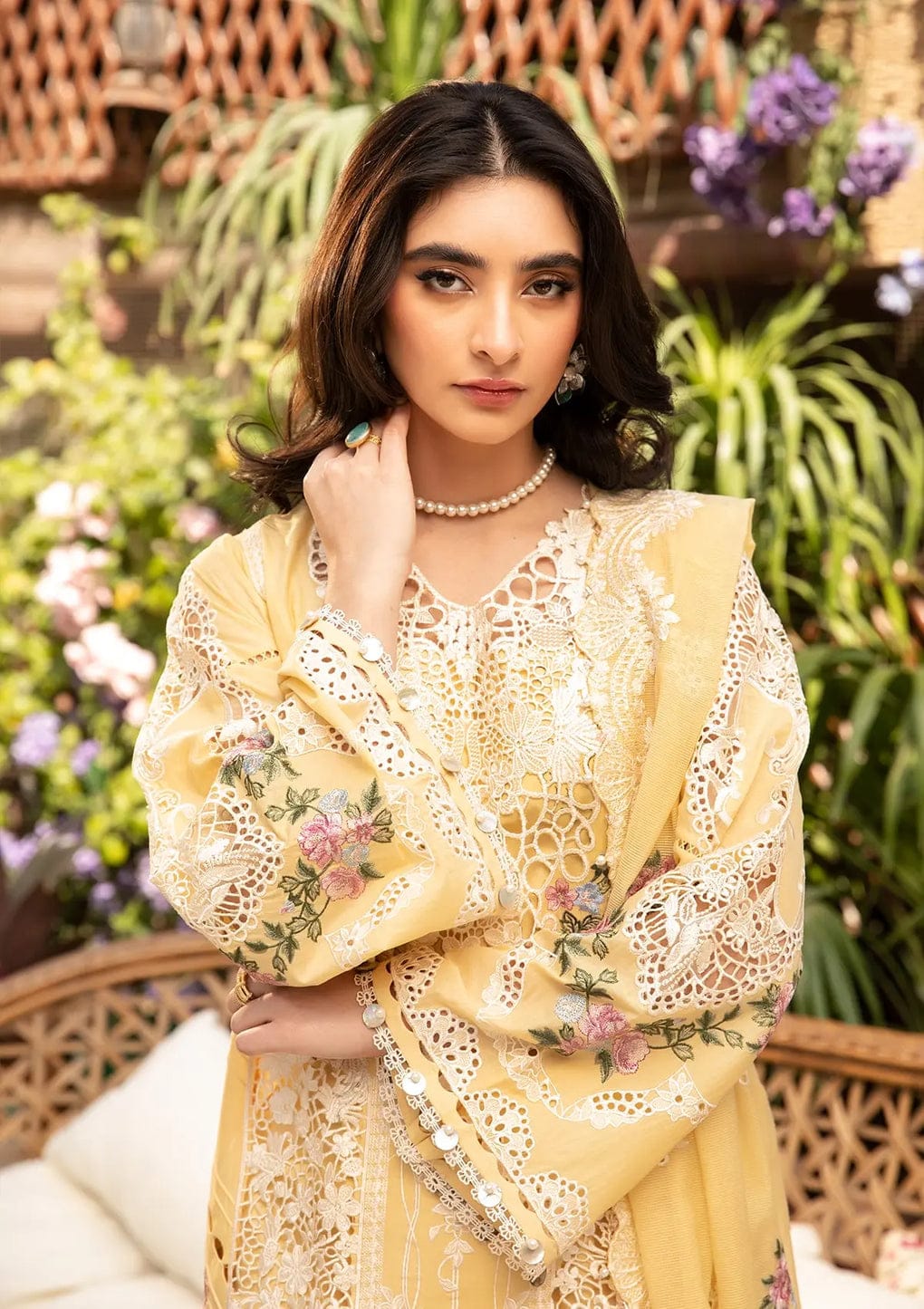 03-Piece Cotton Suit With Embroidery - Ready To Wear